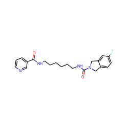 O=C(NCCCCCCNC(=O)N1Cc2ccc(F)cc2C1)c1cccnc1 ZINC000166973311