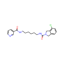 O=C(NCCCCCCNC(=O)N1Cc2cccc(Cl)c2C1)c1cccnc1 ZINC000167034858