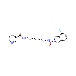 O=C(NCCCCCCNC(=O)N1Cc2cccc(F)c2C1)c1cccnc1 ZINC000166648213