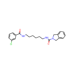 O=C(NCCCCCCNC(=O)N1Cc2ccccc2C1)c1cccc(Cl)c1 ZINC000166928224