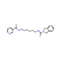 O=C(NCCCCCCNC(=O)N1Cc2ccccc2C1)c1cccnc1 ZINC000167527732