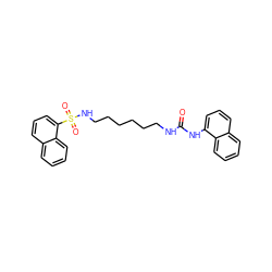 O=C(NCCCCCCNS(=O)(=O)c1cccc2ccccc12)Nc1cccc2ccccc12 ZINC000013443360