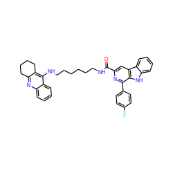 O=C(NCCCCCCNc1c2c(nc3ccccc13)CCCC2)c1cc2c([nH]c3ccccc32)c(-c2ccc(F)cc2)n1 ZINC000299838888