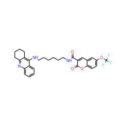 O=C(NCCCCCCNc1c2c(nc3ccccc13)CCCC2)c1cc2cc(OC(F)(F)F)ccc2oc1=O ZINC000299832711