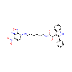 O=C(NCCCCCCNc1ccc([N+](=O)[O-])c2nonc12)C(=O)c1c(-c2ccccc2)[nH]c2ccccc12 ZINC000014977739