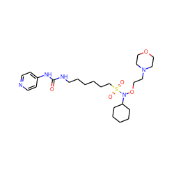 O=C(NCCCCCCS(=O)(=O)N(OCCN1CCOCC1)C1CCCCC1)Nc1ccncc1 ZINC000068201817