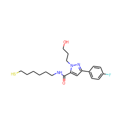 O=C(NCCCCCCS)c1cc(-c2ccc(F)cc2)nn1CCCO ZINC000653699882