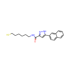 O=C(NCCCCCCS)c1cc(-c2ccc3ccccc3c2)[nH]n1 ZINC000653707405