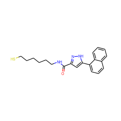 O=C(NCCCCCCS)c1cc(-c2cccc3ccccc23)[nH]n1 ZINC000653707397