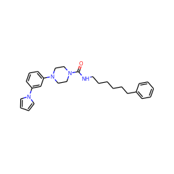 O=C(NCCCCCCc1ccccc1)N1CCN(c2cccc(-n3cccc3)c2)CC1 ZINC000095584356