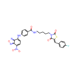 O=C(NCCCCCN1C(=O)S/C(=C\c2ccc(F)cc2)C1=O)c1ccc(Nc2ccc([N+](=O)[O-])c3nonc23)cc1 ZINC001772646306