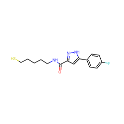 O=C(NCCCCCS)c1cc(-c2ccc(F)cc2)[nH]n1 ZINC000653686912