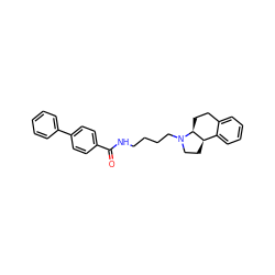 O=C(NCCCCN1CC[C@@H]2c3ccccc3CC[C@@H]21)c1ccc(-c2ccccc2)cc1 ZINC000026722520