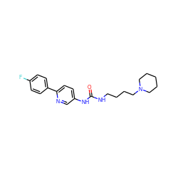 O=C(NCCCCN1CCCCC1)Nc1ccc(-c2ccc(F)cc2)nc1 ZINC000049035878