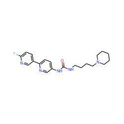 O=C(NCCCCN1CCCCC1)Nc1ccc(-c2ccc(F)nc2)nc1 ZINC000049792591