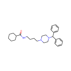 O=C(NCCCCN1CCN(C(c2ccccc2)c2ccccc2)CC1)C1CCCCC1 ZINC000028869750