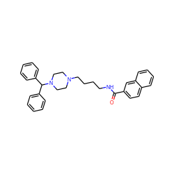 O=C(NCCCCN1CCN(C(c2ccccc2)c2ccccc2)CC1)c1ccc2ccccc2c1 ZINC000028869735