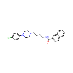 O=C(NCCCCN1CCN(c2ccc(Cl)cc2)CC1)c1ccc2ccccc2c1 ZINC000653687130