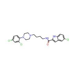 O=C(NCCCCN1CCN(c2ccc(Cl)cc2Cl)CC1)c1cc2cc(Cl)ccc2[nH]1 ZINC000013525845