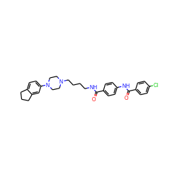 O=C(NCCCCN1CCN(c2ccc3c(c2)CCC3)CC1)c1ccc(NC(=O)c2ccc(Cl)cc2)cc1 ZINC000045230709