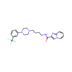 O=C(NCCCCN1CCN(c2cccc(C(F)(F)F)c2)CC1)c1cn2ccccc2n1 ZINC000299826199