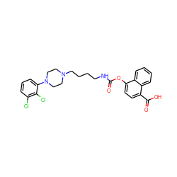 O=C(NCCCCN1CCN(c2cccc(Cl)c2Cl)CC1)Oc1ccc(C(=O)O)c2ccccc12 ZINC000653842756