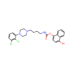 O=C(NCCCCN1CCN(c2cccc(Cl)c2Cl)CC1)Oc1ccc(O)c2ccccc12 ZINC000653842753