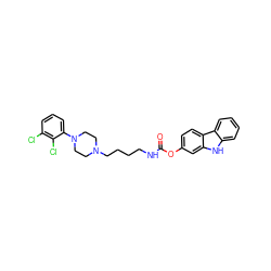 O=C(NCCCCN1CCN(c2cccc(Cl)c2Cl)CC1)Oc1ccc2c(c1)[nH]c1ccccc12 ZINC000223206964