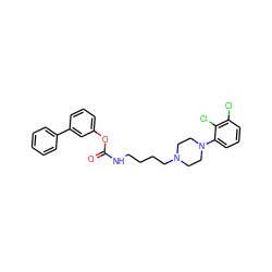 O=C(NCCCCN1CCN(c2cccc(Cl)c2Cl)CC1)Oc1cccc(-c2ccccc2)c1 ZINC000223206789