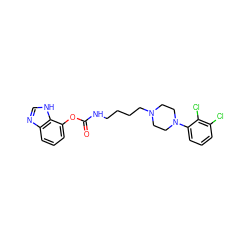 O=C(NCCCCN1CCN(c2cccc(Cl)c2Cl)CC1)Oc1cccc2nc[nH]c12 ZINC000653843987