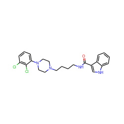 O=C(NCCCCN1CCN(c2cccc(Cl)c2Cl)CC1)c1c[nH]c2ccccc12 ZINC000013492669