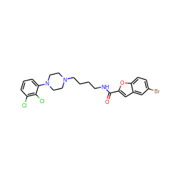 O=C(NCCCCN1CCN(c2cccc(Cl)c2Cl)CC1)c1cc2cc(Br)ccc2o1 ZINC000044031917