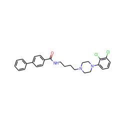 O=C(NCCCCN1CCN(c2cccc(Cl)c2Cl)CC1)c1ccc(-c2ccccc2)cc1 ZINC000013492667