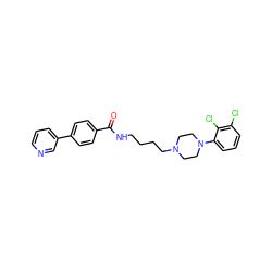 O=C(NCCCCN1CCN(c2cccc(Cl)c2Cl)CC1)c1ccc(-c2cccnc2)cc1 ZINC000013608855