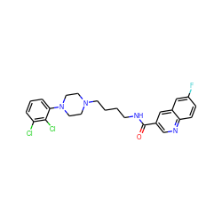 O=C(NCCCCN1CCN(c2cccc(Cl)c2Cl)CC1)c1cnc2ccc(F)cc2c1 ZINC000473248534