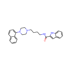 O=C(NCCCCN1CCN(c2cccc3ccccc23)CC1)c1cc2ccccc2[nH]1 ZINC000473248673