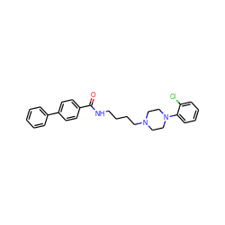 O=C(NCCCCN1CCN(c2ccccc2Cl)CC1)c1ccc(-c2ccccc2)cc1 ZINC000028603994