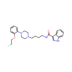 O=C(NCCCCN1CCN(c2ccccc2OCCF)CC1)c1c[nH]c2ccccc12 ZINC000103297671