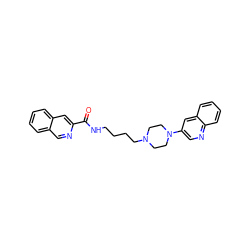 O=C(NCCCCN1CCN(c2cnc3ccccc3c2)CC1)c1cc2ccccc2cn1 ZINC000165772859