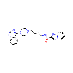 O=C(NCCCCN1CCN(c2ncnc3ccccc23)CC1)c1cn2ccccc2n1 ZINC000299827719