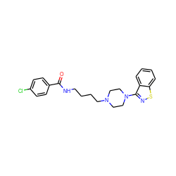 O=C(NCCCCN1CCN(c2nsc3ccccc23)CC1)c1ccc(Cl)cc1 ZINC000013747118