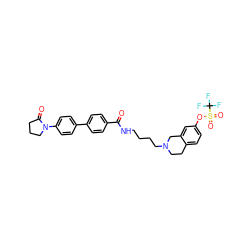 O=C(NCCCCN1CCc2ccc(OS(=O)(=O)C(F)(F)F)cc2C1)c1ccc(-c2ccc(N3CCCC3=O)cc2)cc1 ZINC000043692901