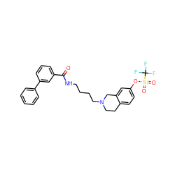 O=C(NCCCCN1CCc2ccc(OS(=O)(=O)C(F)(F)F)cc2C1)c1cccc(-c2ccccc2)c1 ZINC000042784589