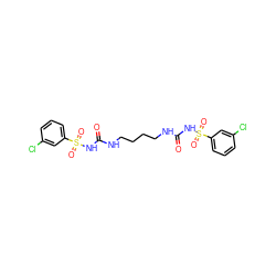 O=C(NCCCCNC(=O)NS(=O)(=O)c1cccc(Cl)c1)NS(=O)(=O)c1cccc(Cl)c1 ZINC000044360186