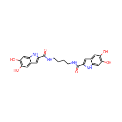 O=C(NCCCCNC(=O)c1cc2cc(O)c(O)cc2[nH]1)c1cc2cc(O)c(O)cc2[nH]1 ZINC000035001342