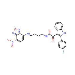 O=C(NCCCCNc1ccc([N+](=O)[O-])c2nonc12)C(=O)c1c(-c2ccc(F)cc2)[nH]c2ccccc12 ZINC000014977736