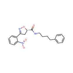 O=C(NCCCCc1ccccc1)[C@@H]1CC(c2ccccc2[N+](=O)[O-])=NO1 ZINC000008577607