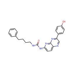 O=C(NCCCCc1ccccc1)Nc1ccc2ncc(-c3ccc(O)cc3)nc2n1 ZINC000169704086