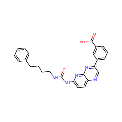 O=C(NCCCCc1ccccc1)Nc1ccc2ncc(-c3cccc(C(=O)O)c3)nc2n1 ZINC000169704113