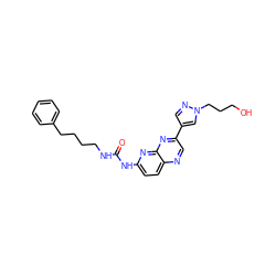 O=C(NCCCCc1ccccc1)Nc1ccc2ncc(-c3cnn(CCCO)c3)nc2n1 ZINC000169704088